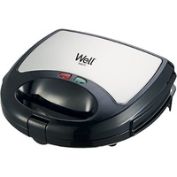 Sandwich-maker 3 in 1, Well Tasty, 750W, panini, waffles, gril, placi antiaderente, protectie la supraincalizre, negru/inox
