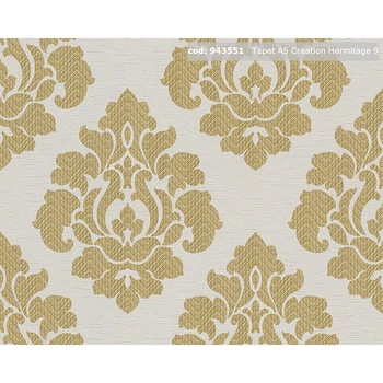 Tapet, AS Creation, 943551, galben/metalic/alb, 10.05 x 0.53 m, vinil compact Tapet, AS Creation, 943551, galben/metalic/alb, 10.05 x 0.53 m, vinil compact