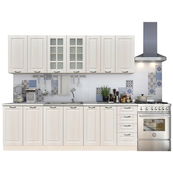 Set Bucatarie, PRAGA 2.6m MDF, 260x60x200cm, Crem Set Bucatarie, PRAGA 2.6m MDF, 260x60x200cm, Crem