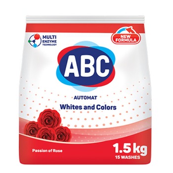 Detergent rufe automat ABC cu miros de trandafir 1,5 kg Detergent rufe automat ABC cu miros de trandafir 1,5 kg