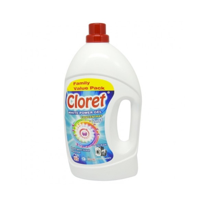 Detergent lichid, Cloret Gel 2 in 1, 3 L, extra parfum floral, 85 spalari, White