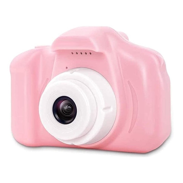 Camera foto iMK®, pentru copii, Full HD 1920x1080, interfata simpla, carcasa solida din plastic de inalta calitate, ecran de 2.0 inch, Roz