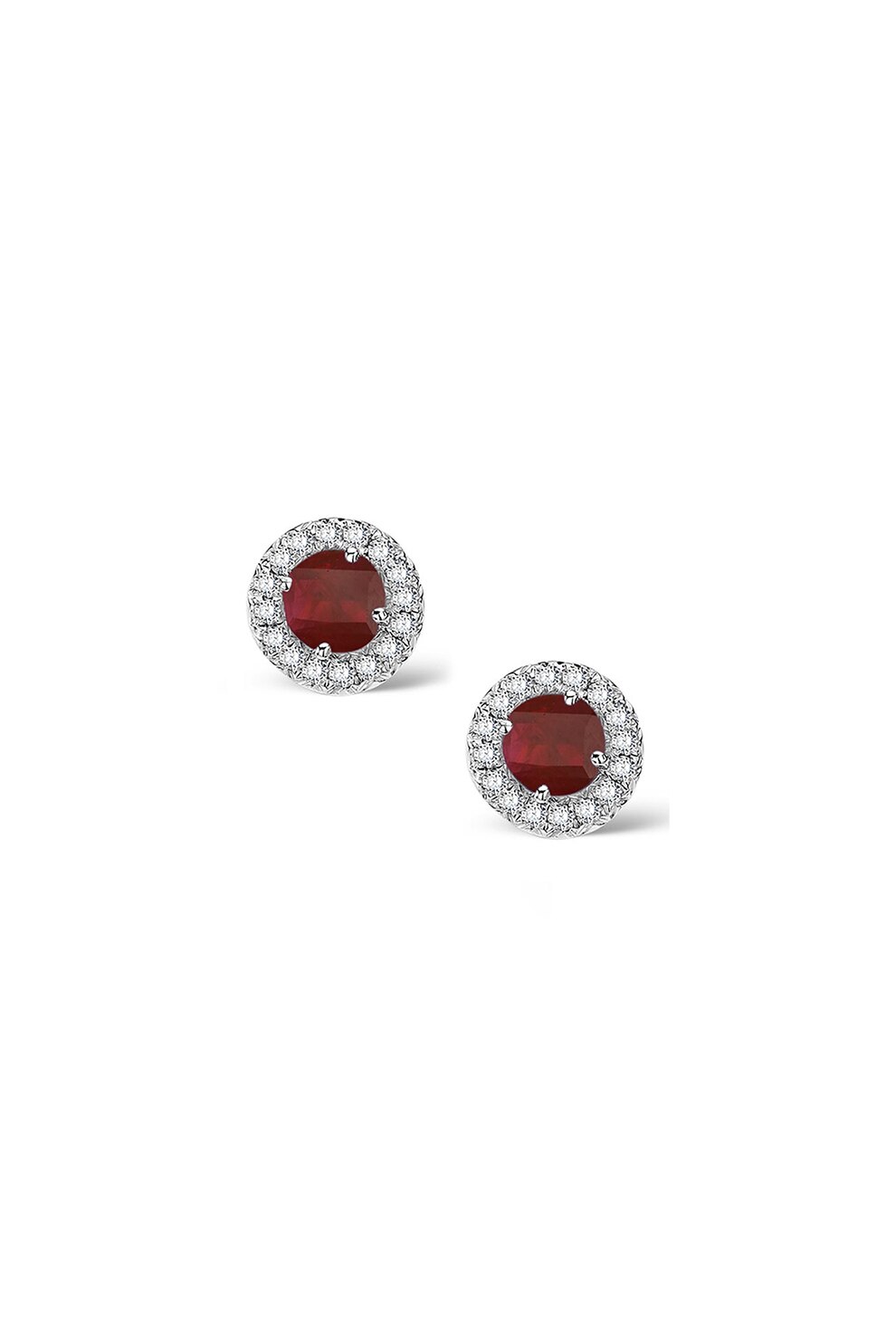Dhamont, Cercei din aur alb de 18K decorati cu rubin si 22 de diamante, Argintiu