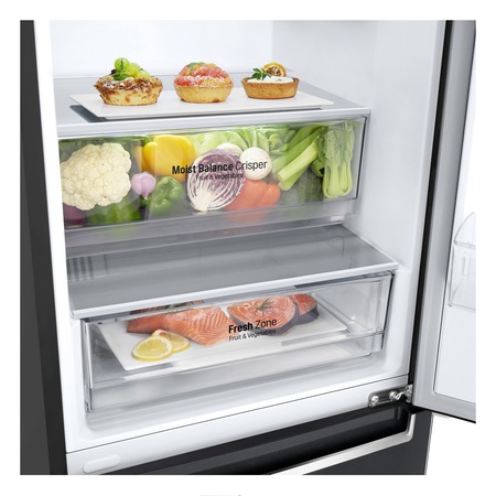 Combina frigorifica LG GBB62MCJMN, 384 l, Clasa A++, No Frost, Smart Diagnosis, H 203 cm, Negru