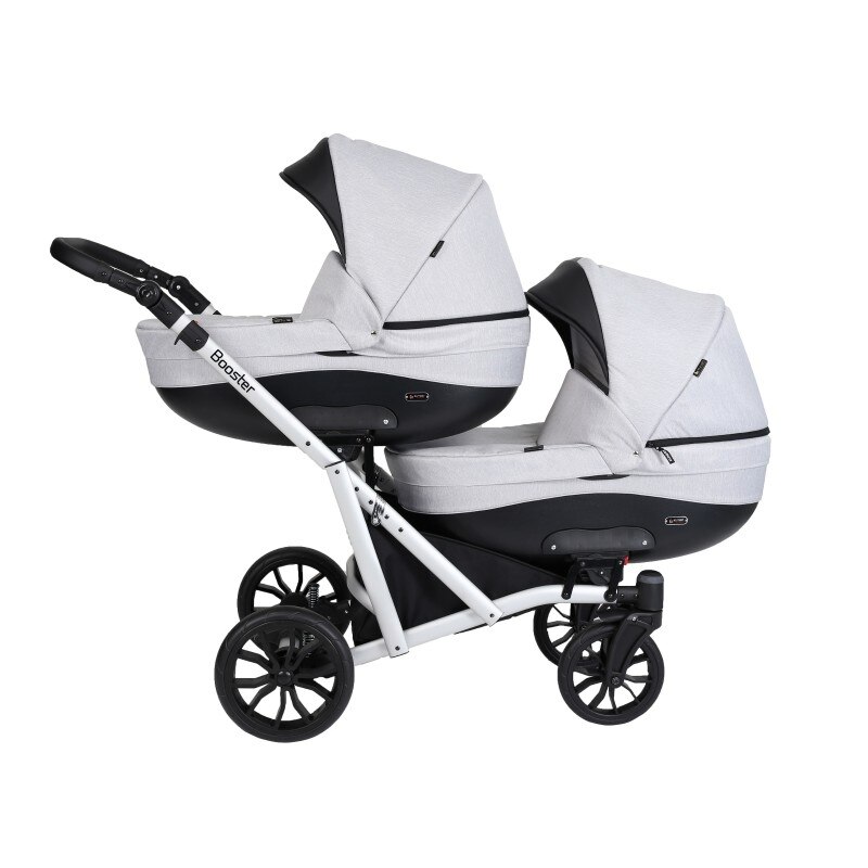 Carucior gemeni Kunert Booster 2 in 1 Gri/Cadru Argintiu