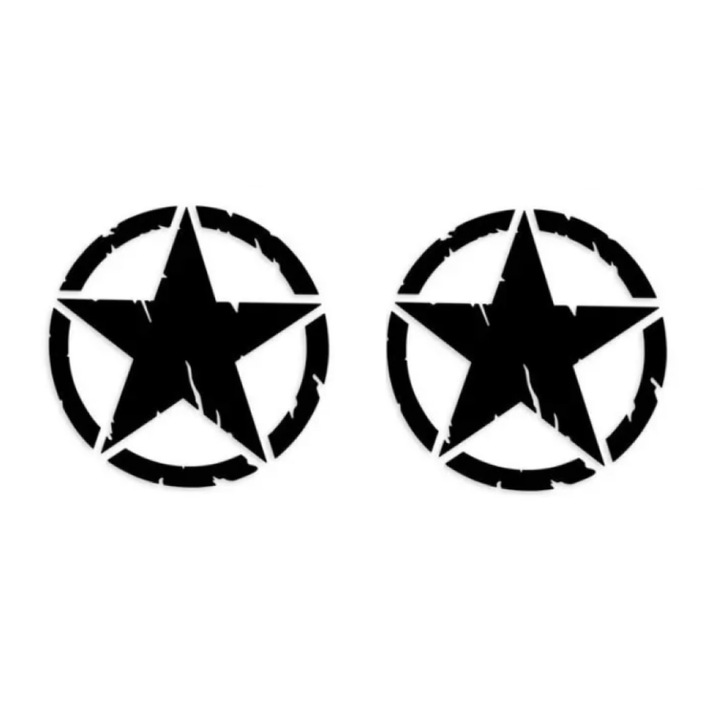 Set 2 stickere decorative, Quattroerre, Model Army Star, 20 cm, Negru