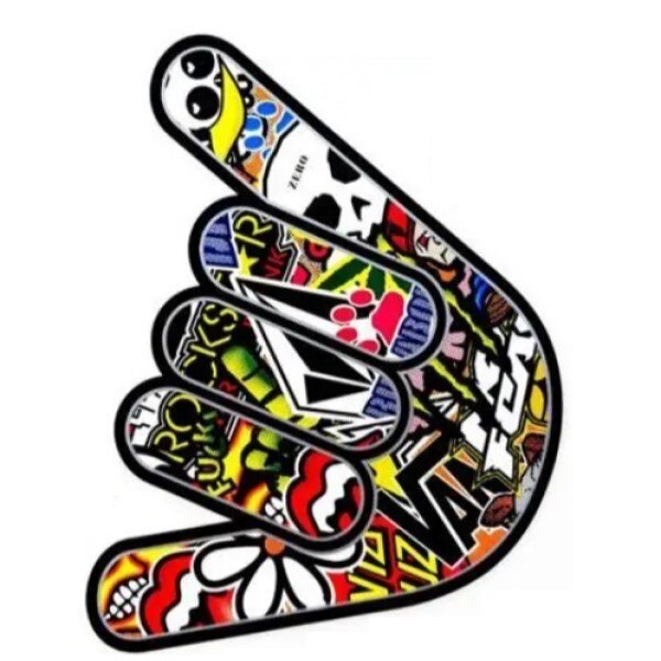 Sticker decorativ auto, Quattroerre, Model Shaka, Sticker Bomb, 10 x 12 cm, Multicolor