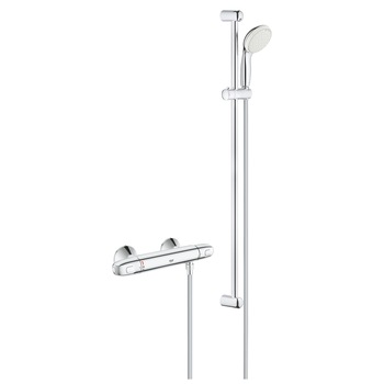 Set de dus Grohe Grohtherm 1000 34256004, 1/2'', aparent, termostat, anti-oparire, 900 mm, para, furtun, Crom Set de dus Grohe Grohtherm 1000 34256004, 1/2'', aparent, termostat, anti-oparire, 900 mm, para, furtun, Crom