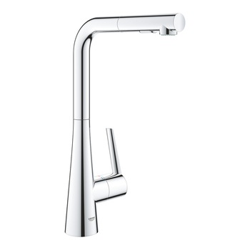 Baterie de bucatarie Grohe Zedra 32553002, 3/8'', monocomanda, pipa inalta, tip L, dus extractabil, 2 functii, Crom Baterie de bucatarie Grohe Zedra 32553002, 3/8'', monocomanda, pipa inalta, tip L, dus extractabil, 2 functii, Crom
