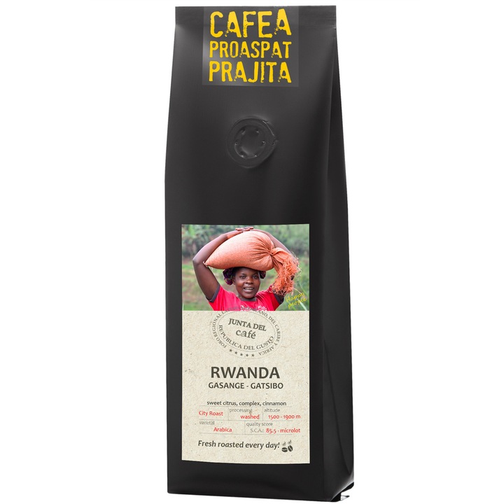 JUNTA DEL CAFÉ, Rwanda Gasange frissen pörkölt kávé, 250 gr, 100% Arabica, bab