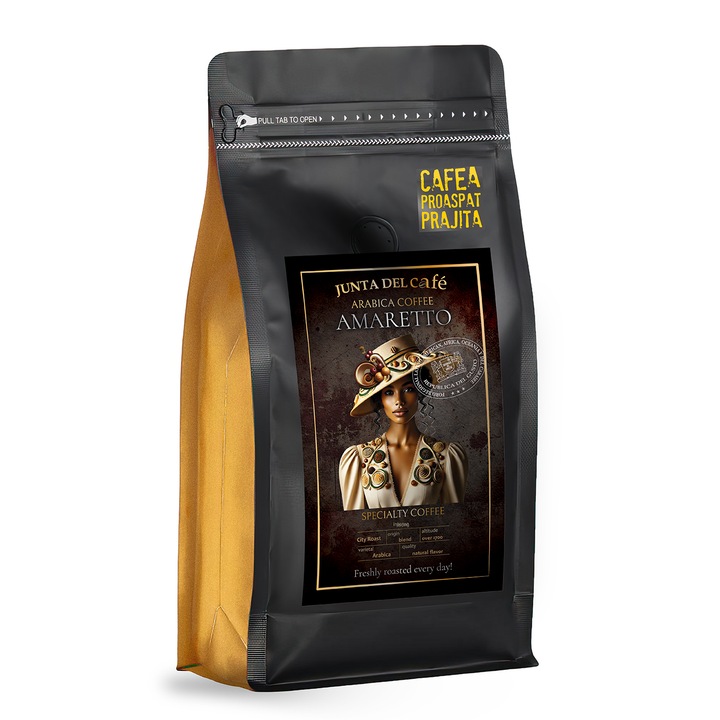 Cafea Proaspat Prajita, 250 gr, aroma naturala Amaretto, 100% Arabica, boabe