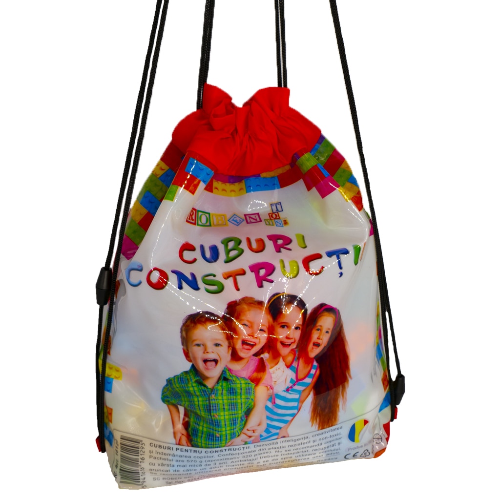 Cuburi constructii in rucsac 320 piese/570 g , Rosu , Robentoys®