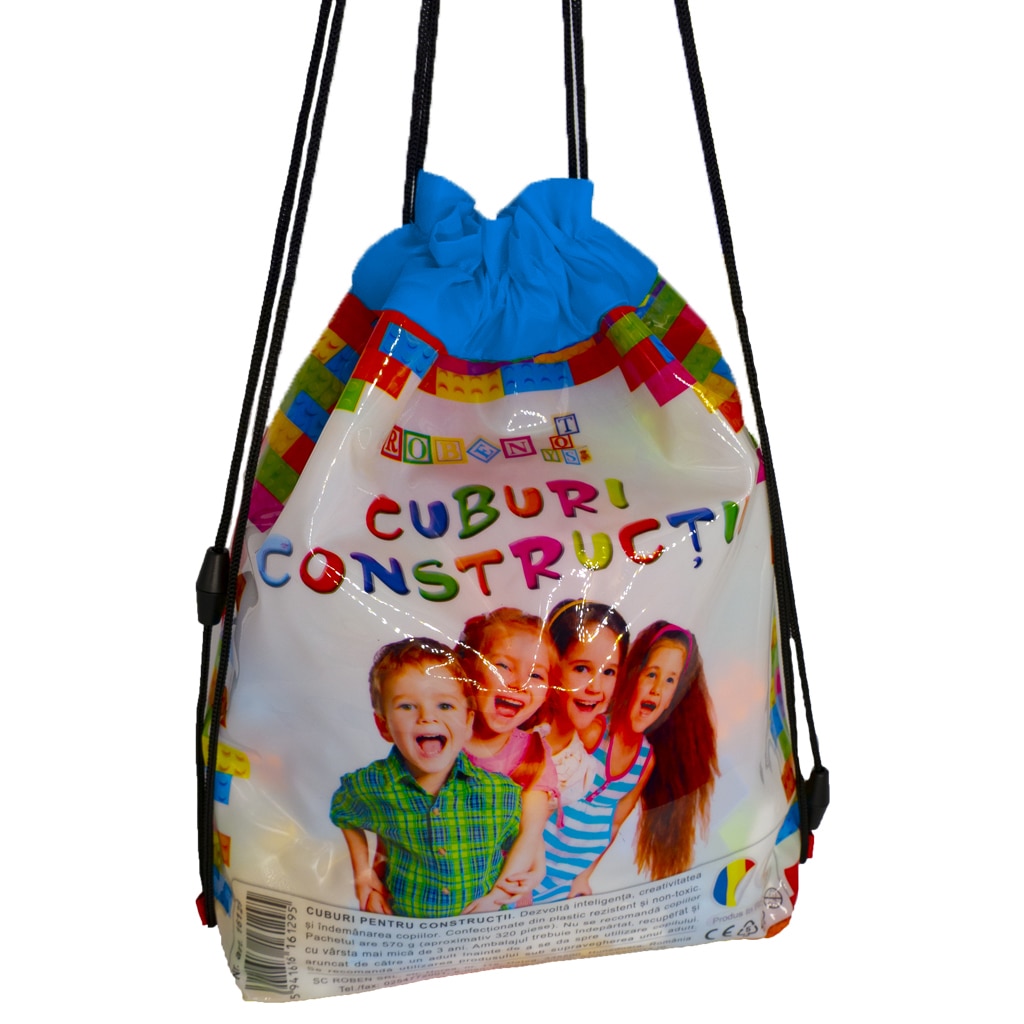 Cuburi constructii in rucsac 320 piese/570 g , Albastru , Robentoys®