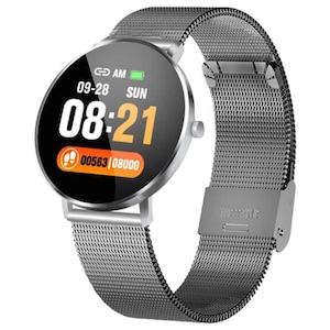 Ceas Smartwatch si Bratara Inteligenta 2 in 1 Future, Full Color OLED si FullTouch display, Notificari Apeluri/SMS/Whatsapp/Facebook, Monitorizare puls si bataile inimii, 8 Moduri Sport, G-senzor, Interfete multiple, multiple functii, Silver Metalic