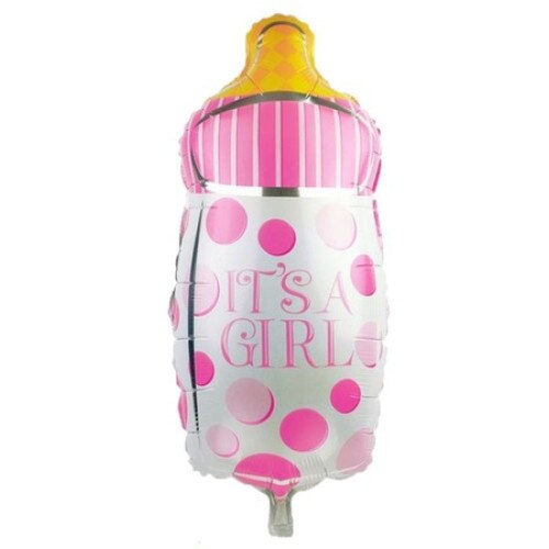 Balon din folie pentru petrecere Biberon, It's a Girl, Roz, 75 cm - Krista®