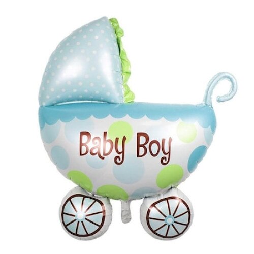 Balon din folie pentru petrecere Carucior, Baby Boy, Bleu, 85 cm - Krista®