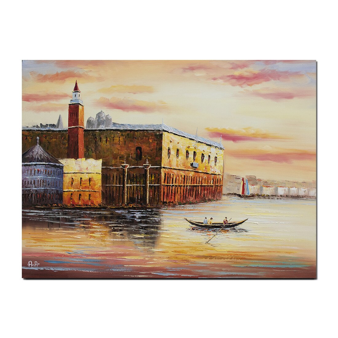 Tablou gigant pictat manual - Palatul Dogilor- 120x90cm pictura ulei pe panza in cutit efect 3D