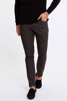 DeFacto, Pantaloni slim fit din amestec de bumbac, Maro DeFacto, Pantaloni slim fit din amestec de bumbac, Maro