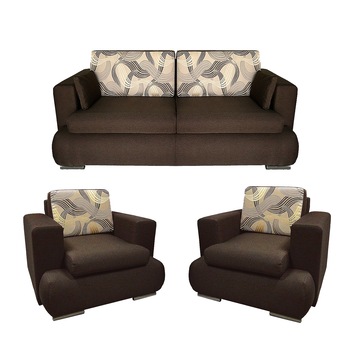 Set Canapea Extensibila Enzo cu Fotolii Fixe 3-1-1, Stofa Maro Set Canapea Extensibila Enzo cu Fotolii Fixe 3-1-1, Stofa Maro