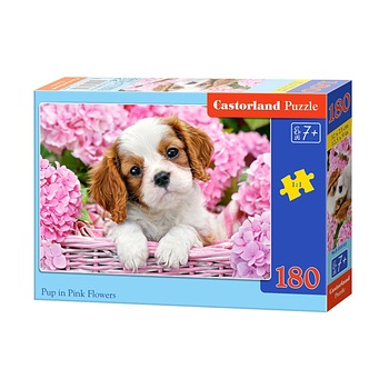 Puzzle Castorland, Catei si flori roz, 180 piese Puzzle Castorland, Catei si flori roz, 180 piese