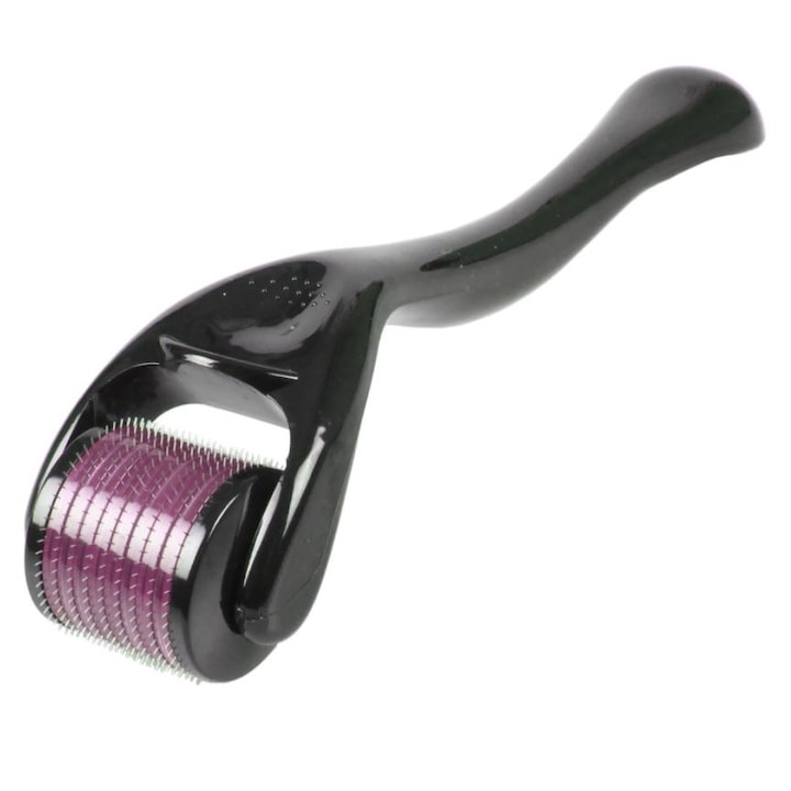 Aparat masaj facial dermaroller pentru regenerarea pielii,, micro ace din titan, 0.25 mm, Negru Mov