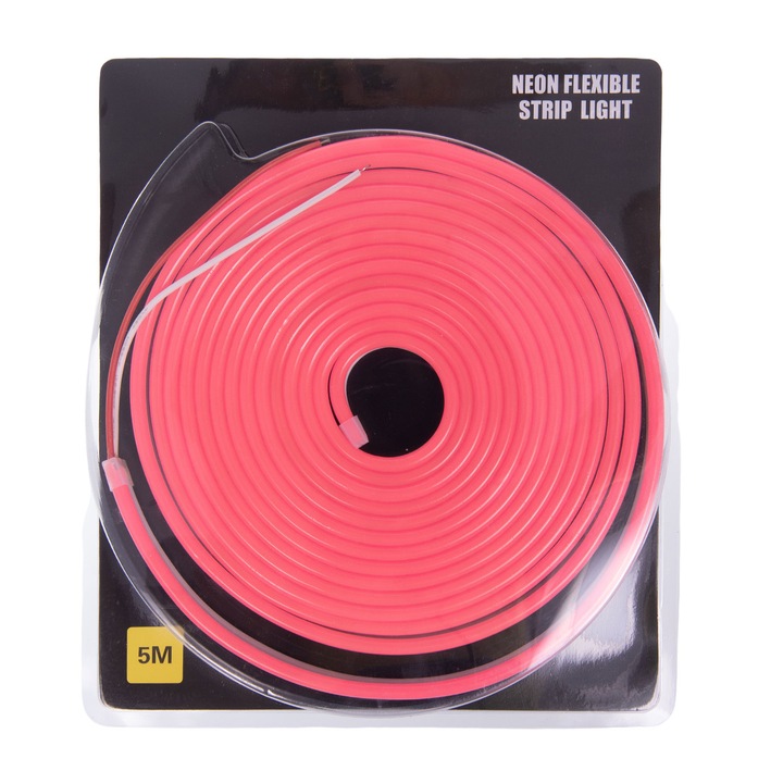 Banda led, Neonflex led Slim Lumina Roz, Rola 5M,120L/ML,10W/ML, SMD 2835, PVC, IP65
