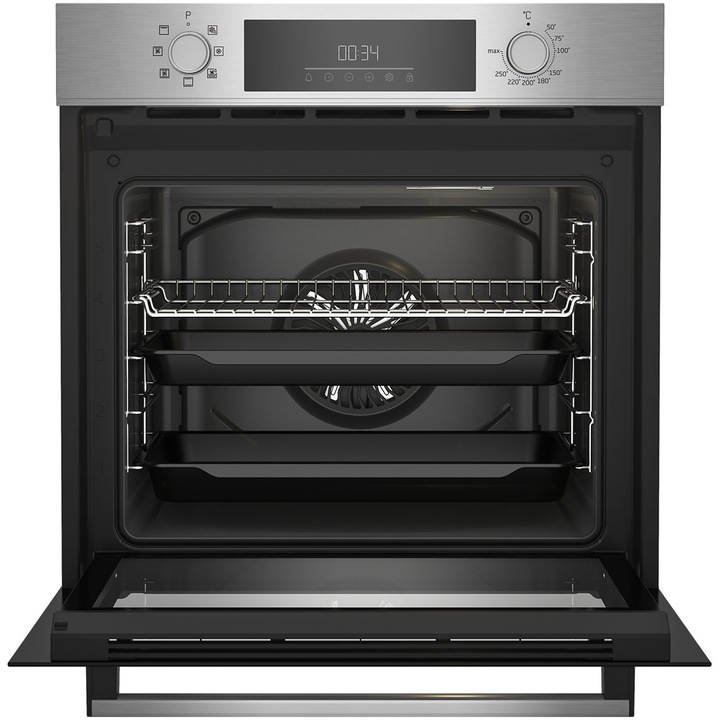 Фурна за вграждане Beko BBIM12300XM, Електрическа, Многофункционална, 71 л, Клас A, Каталитично самопочистване, AEROperfect, 8 функции, Клас A, 3D Cooking, SteamShine Cleaning, Inox