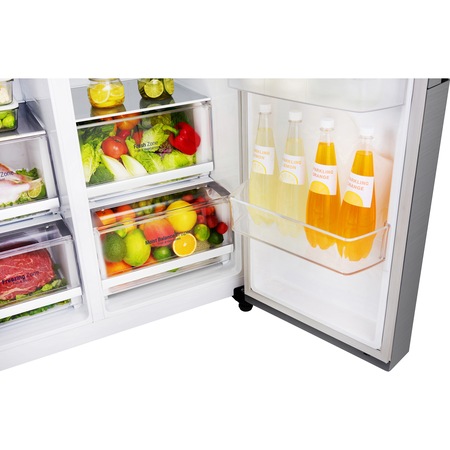 Side by Side LG GSL480PZXV, 601 l, Clasa A+, No Frost, Compresor Smart Inverter, H 179 cm, Argintiu