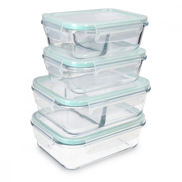 4 üveg ételtároló tálca készlet, 1000ml, 600ml, 47684.04.01