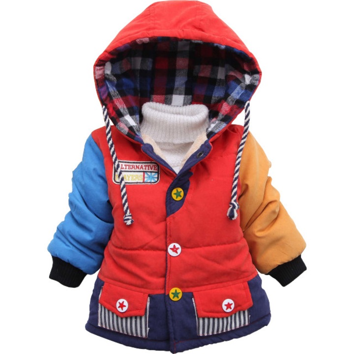 Gyermek párnázott téli kabát, Superhero, tarka