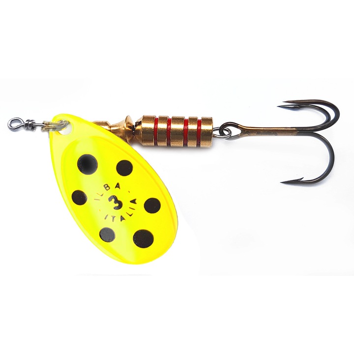 Lingurita rotativa Ilba Tondo marimea 1, 3gr, culoarea Fluorlemon/Black