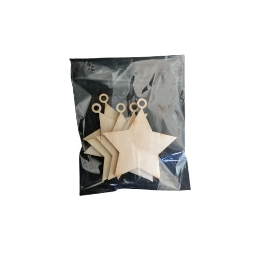 Set 5 bucati baza lemn blank , stea , 6 cm