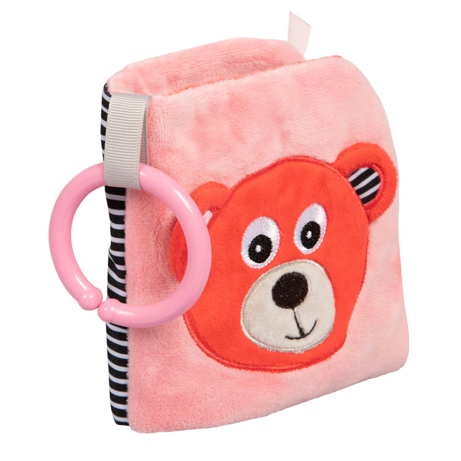 Carte din plus „Bears“ cu clopotel si elemente fosnaitoare, Canpol babies®, 0 luni +, coral