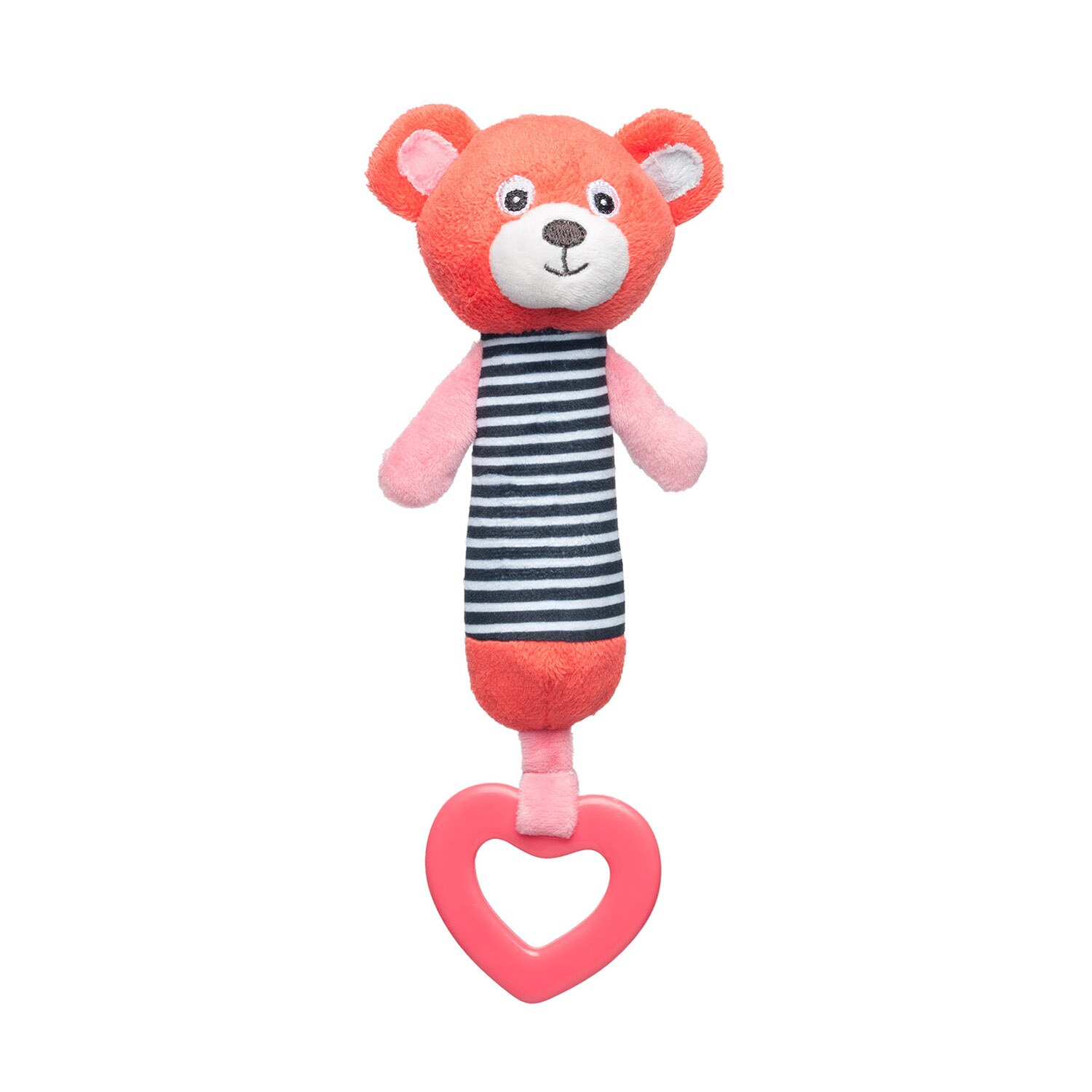 Jucarie plus „Bears“ cu chitaitoare si inel gingival, Canpol babies®, rosu coral