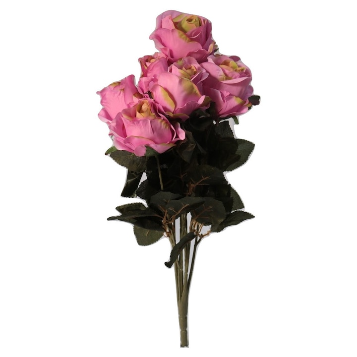 Buchet 9 trandafiri, roz, 53 cm