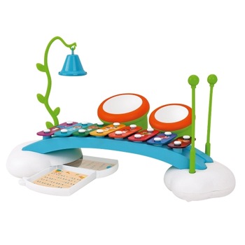 Ansamblu muzical Imaginarium Suoni Instrumental Set cu xilofon, 2 bongo si clopot, cu 6 cartonase cu melodii Ansamblu muzical Imaginarium Suoni Instrumental Set cu xilofon, 2 bongo si clopot, cu 6 cartonase cu melodii