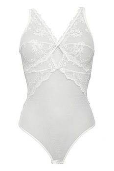 Body din dantela si tul model brazilian, Intimamoda Glam 1954, Alb unt, S Body din dantela si tul model brazilian, Intimamoda Glam 1954, Alb unt, S
