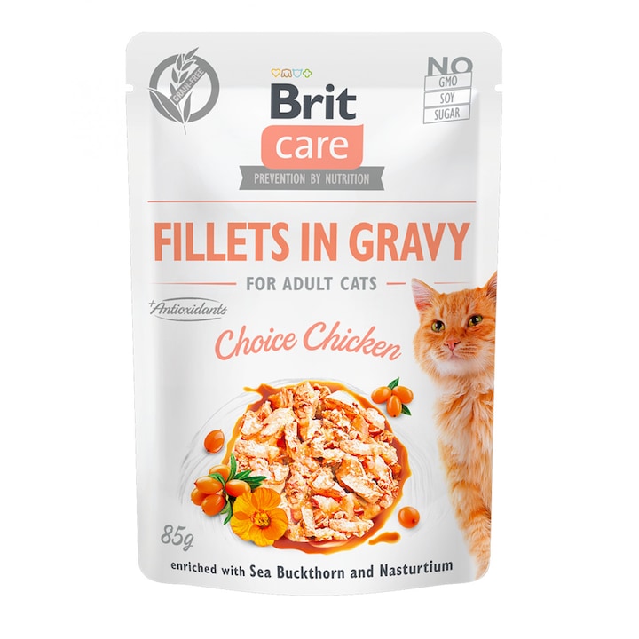 Hrana Umeda Pisici Brit Care Fillets in Gravy cu Pui, 85 g