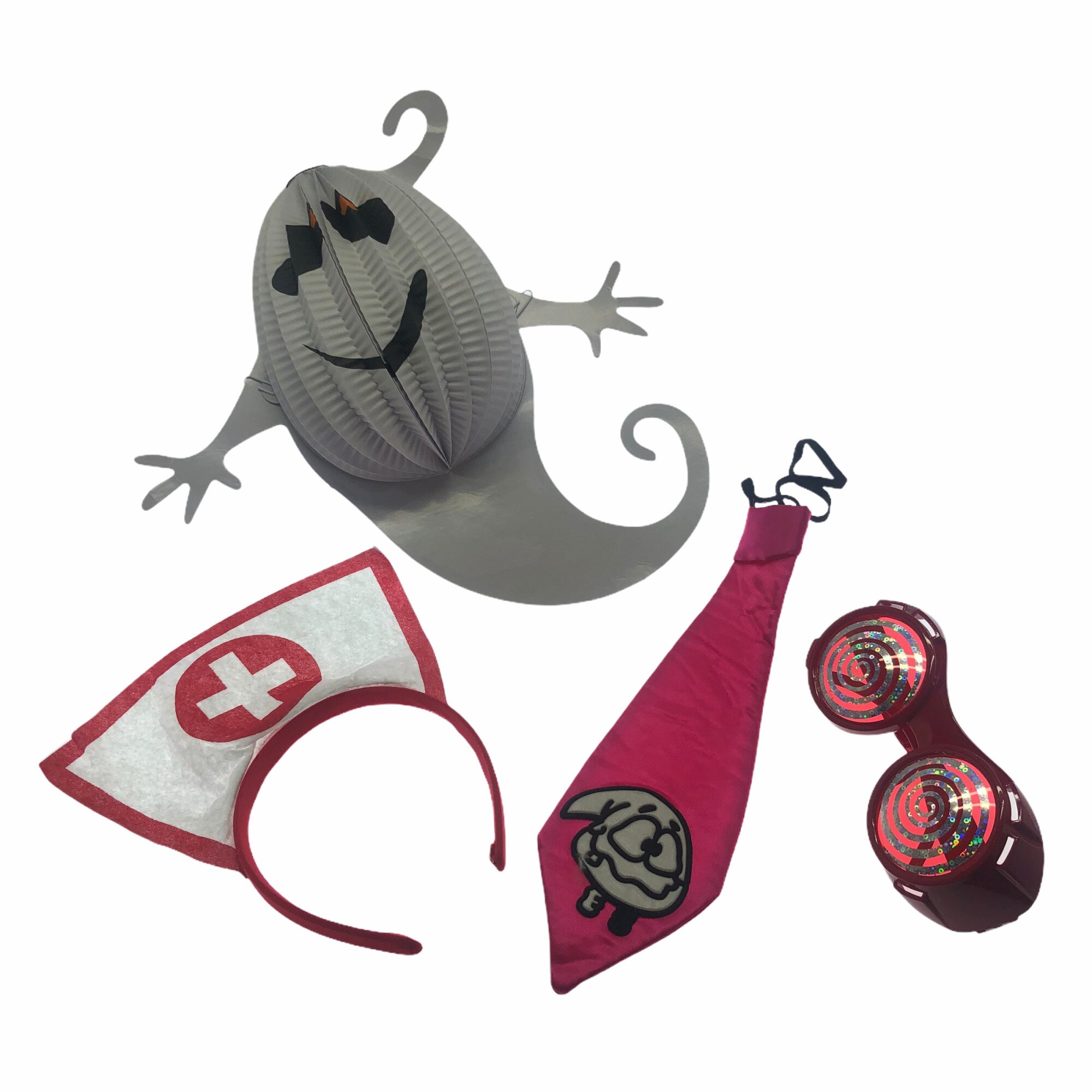Set Atelier 4 accesorii decorative pentru Halloween, Fantoma, Alb/Roz, Plastic/Textil
