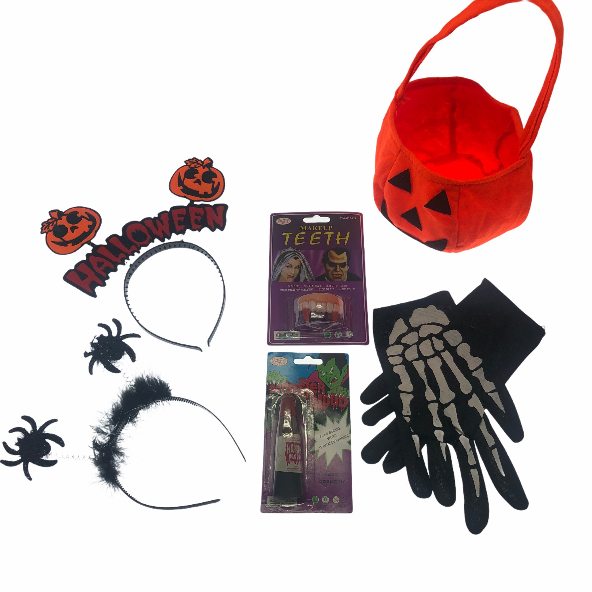 Set 6 accesorii decorative pentru petrecerile de Halloween, Atelier, Plastic/Textil