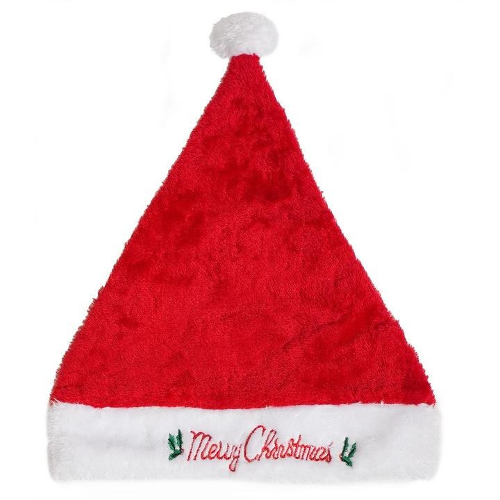 Caciula Craciun, MERRY CHRISTMAS, 39 cm, Rosu, Pentru Copii