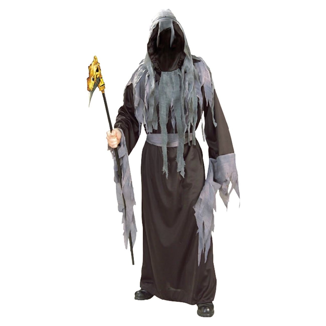 Costum Halloween, New Line, Model cu Gluga si Masca, Marime Unica, Gri/Negru