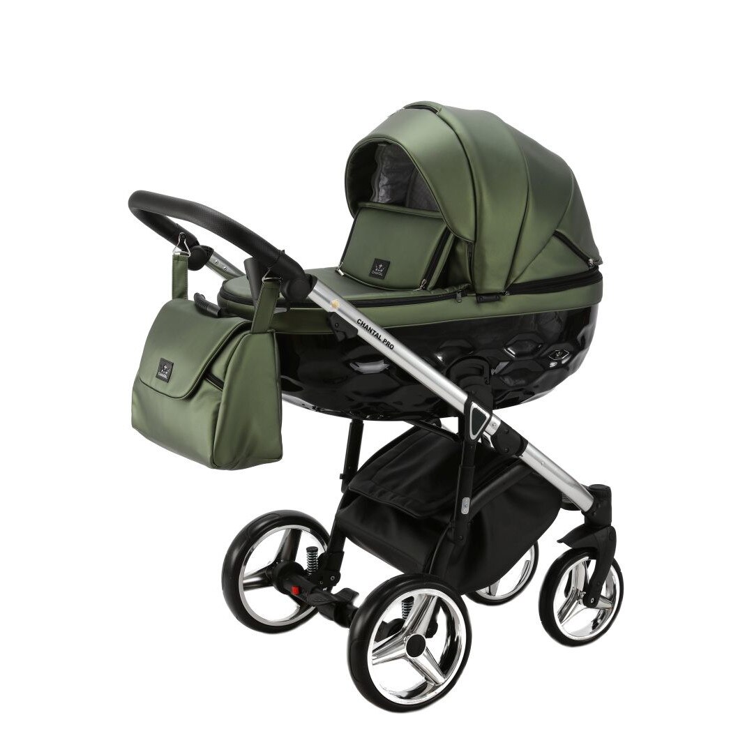 Carucior copii 3 in 1 Chantal PRO Adamex Special Edition Green Leather CHP121