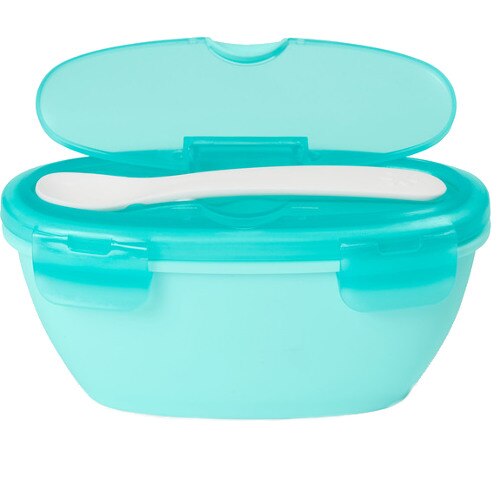 Set Skip Hop Bol si Lingurita pentru Calatorie Turcoaz