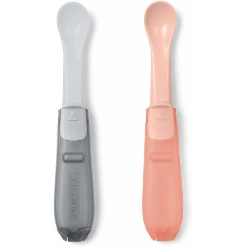 Set Skip Hop 2 Lingurite Pliabile pentru Calatorii - Gri si Soft Coral
