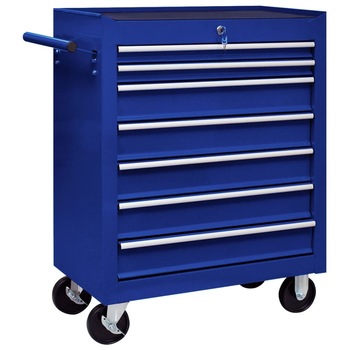 Carucior depozitare scule pentru atelier, 7 sertare, vidaXL, Otel, 690 x 330 x 772 mm, Albastru Carucior depozitare scule pentru atelier, 7 sertare, vidaXL, Otel, 690 x 330 x 772 mm, Albastru