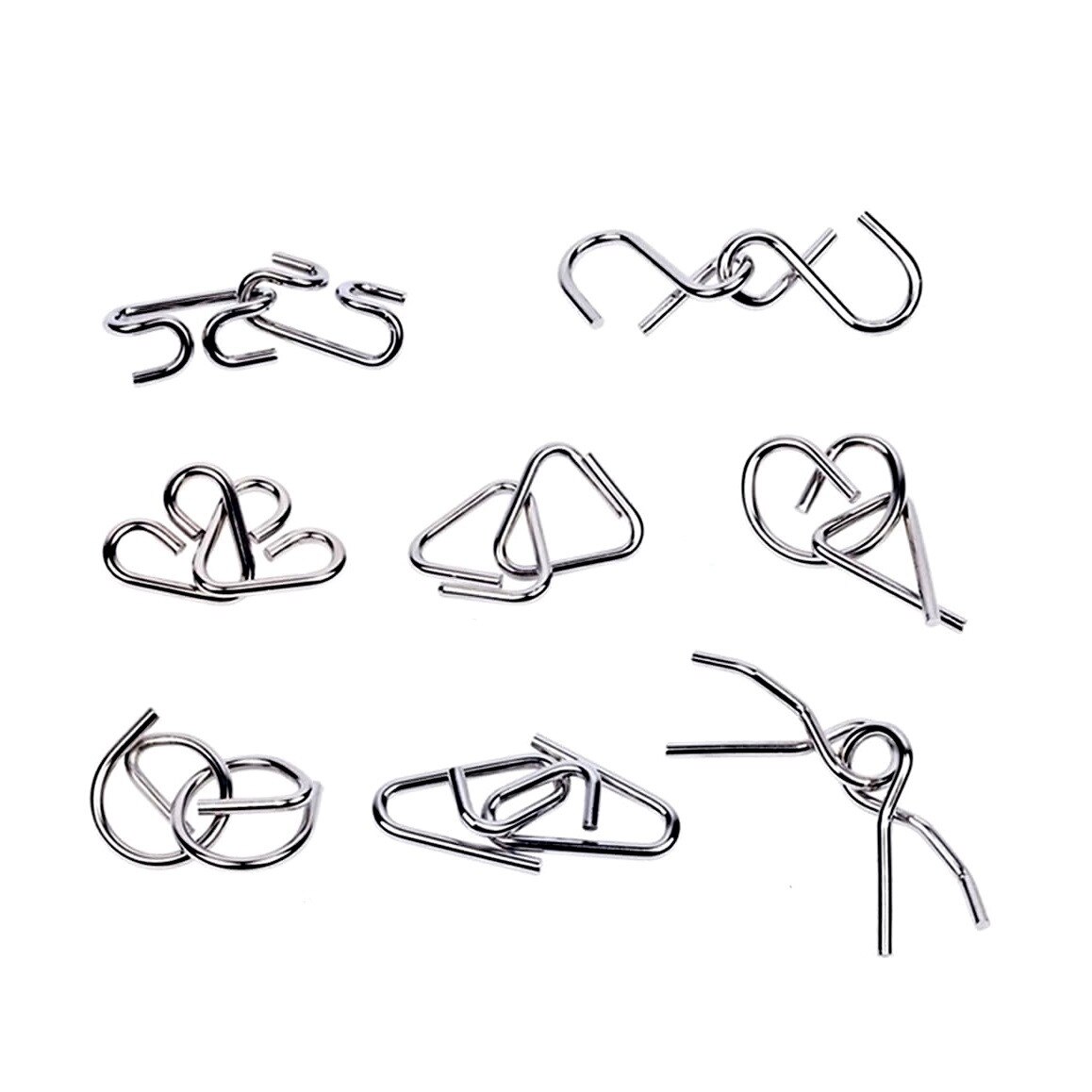 Set puzzle Brain Twister 8 jocuri din Metal, pentru copii si adolescenti, 11BAFF