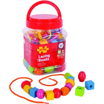 Set BigJigs Toys Margele din Lemn pentru Insirat Set BigJigs Toys Margele din Lemn pentru Insirat