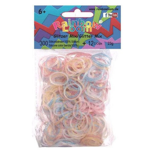 Set Rainbow Loom 300 Elastice Colorate cu Sclipici