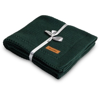 Paturica Sensillo de Bumbac Tricotata 100 x 80 cm, Verde Inchis Paturica Sensillo de Bumbac Tricotata 100 x 80 cm, Verde Inchis